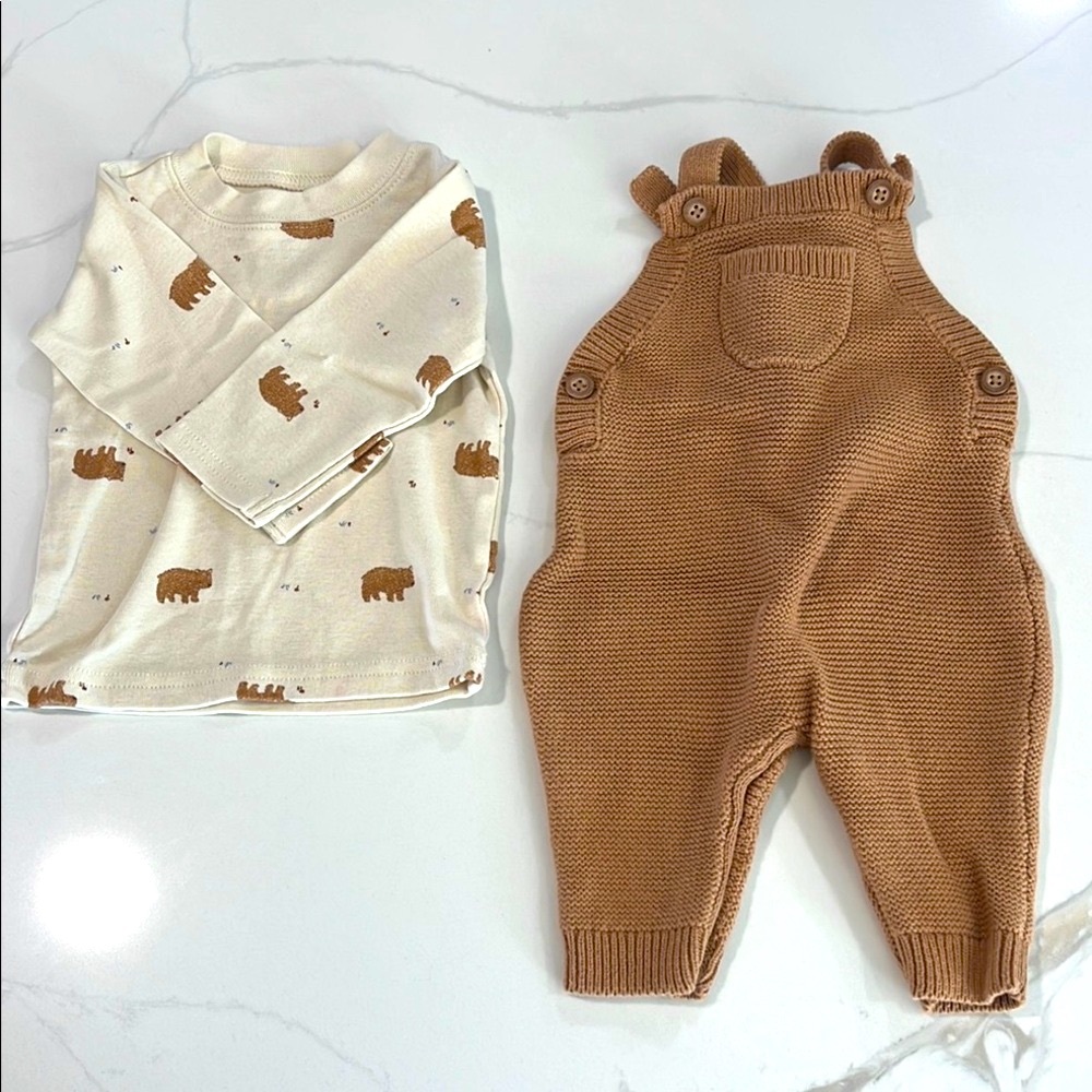Carter’s Bear Print Baby Overall Set 🐻 size 3m NWOT